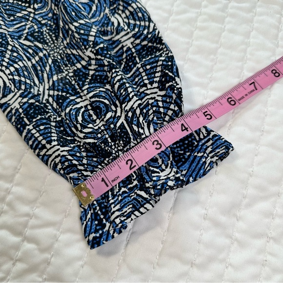 Maje Printed 100% Viscose in Smocking Indigo Patterned With Long Sleeve Dress - Picture 9 of 16